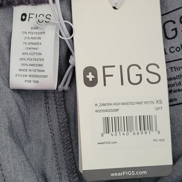 Figs Zamora Petite High Waisted Jogger Pants Womens Size XS/P Gray NWT - Picture 4 of 7